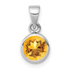 Lex & Lu Sterling Silver Polished Citrine Round Pendant - Lex & Lu