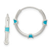 Lex & Lu Sterling Silver Polished Light Blue Enamel Hoop Earrings - Lex & Lu