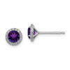 Lex & Lu Sterling Silver Amethyst & CZ Post Earrings - Lex & Lu