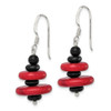 Lex & Lu Sterling Silver Black Agate and Red Reconstructed Magnesite Earrings - 2 - Lex & Lu