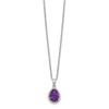 Lex & Lu Sterling Silver Polished Amethyst & CZ Necklace 18'' - 2 - Lex & Lu