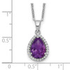 Lex & Lu Sterling Silver Polished Amethyst & CZ Necklace 18'' - 3 - Lex & Lu