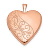 Lex & Lu Sterling Silver Rose Gold-plated 20mm Swirl & Polished Heart Locket - Lex & Lu