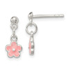 Lex & Lu Sterling Silver Pink Enamel Flower Dangle Earrings - Lex & Lu