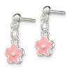 Lex & Lu Sterling Silver Pink Enamel Flower Dangle Earrings - 2 - Lex & Lu