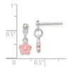 Lex & Lu Sterling Silver Pink Enamel Flower Dangle Earrings - 4 - Lex & Lu