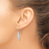 Lex & Lu Sterling Silver CZ Textured Feather Shepherd Hook Earrings - 3 - Lex & Lu