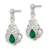 Lex & Lu Sterling Silver Polished Green Agate Pendant and Post Earrings Set - 2 - Lex & Lu