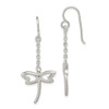 Lex & Lu Sterling Silver Polished Dragonfly Dangle Shepherd Hook Earrings - Lex & Lu