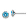 Lex & Lu Sterling Silver Blue Topaz & CZ Post Earrings - Lex & Lu