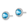 Lex & Lu Sterling Silver Blue Topaz & CZ Post Earrings - 2 - Lex & Lu