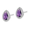 Lex & Lu Sterling Silver Polished Amethyst & CZ Post Earrings - 2 - Lex & Lu