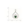 Lex & Lu Sterling Silver Green CZ Heart Claddagh Pendant - 2 - Lex & Lu