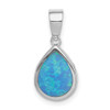 Lex & Lu Sterling Silver Synthetic Opal Polished Teardrop Pendant - Lex & Lu