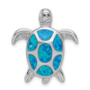 Lex & Lu Sterling Silver Created Blue Opal Turtle Slide - Lex & Lu