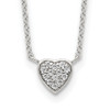 Lex & Lu Sterling Silver Polished Heart w/CZ Necklace 16'' - Lex & Lu