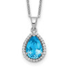 Lex & Lu Sterling Silver Polished Blue Topaz & CZ Necklace - Lex & Lu