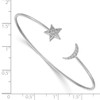Lex & Lu 14k White Gold Diamond Moon & Star Flexible Bangle Bracelet - 3 - Lex & Lu