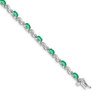 Lex & Lu 14k White Gold Diamond and Emerald Bracelet LAL557 - Lex & Lu
