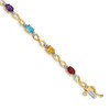 Lex & Lu 14k Yellow Gold Rainbow Gemstone & Diamond Bracelet - Lex & Lu
