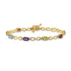 Lex & Lu 14k Yellow Gold Rainbow Gemstone & Diamond Bracelet - 3 - Lex & Lu