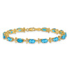 Lex & Lu 14k Yellow Gold Floral Diamond/Blue Topaz Bracelet - 3 - Lex & Lu