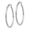Lex & Lu Sterling Silver w/Rhodium 2.00mm D/C Hoop Earrings LAL21844 - 2 - Lex & Lu