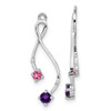 Lex & Lu 14k White Gold Diamond, Amethyst & Pink Tourm Earring Jackets - Lex & Lu