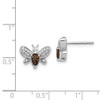 Lex & Lu 14k White Gold Diamond & Smokey Quartz Bee Earrings LAL908 - 2 - Lex & Lu