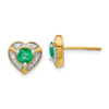 Lex & Lu 14k Yellow Gold Diamond & Emerald Fancy Heart Earrings LAL1027 - Lex & Lu