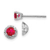 Lex & Lu 14k White Gold Diamond & Ruby Earrings LAL1183 - Lex & Lu