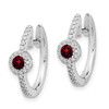 Lex & Lu 14k White Gold Diamond & Garnet Earrings LAL1215 - 2 - Lex & Lu