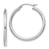 Lex & Lu Sterling Silver w/Rhodium 2.5mm Round Hoop Earrings LAL21900 - Lex & Lu