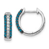 Lex & Lu 14k White Gold White & Blue Diamond Hinged Hoop Earrings - Lex & Lu