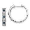 Lex & Lu 14k White Gold Blue/White Diamond Hinged Hoop Earrings - Lex & Lu