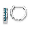 Lex & Lu 14k White Gold Blue and White Diamond Hinged Hoop Earrings - Lex & Lu