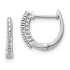 Lex & Lu 14k White Gold Polished Diamond Hinged Hoop Earrings LAL1777 - Lex & Lu