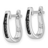 Lex & Lu 14k White Gold Black Diamond 3mm Hinged Hoop Earrings - 2 - Lex & Lu