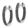 Lex & Lu 14k White Gold Black Diamond In-Out Hoop Earrings LAL1848 - 2 - Lex & Lu