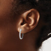 Lex & Lu 14k White Gold Black & White Diamond In-Out Hoop Earrings LAL1851 - 3 - Lex & Lu