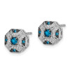 Lex & Lu 14k White Gold White & Blue Diamond Post Earrings - 2 - Lex & Lu