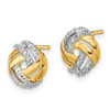 Lex & Lu 14k Yellow Gold w/Rhodium Diamond Accents Round Post Earrings - 2 - Lex & Lu