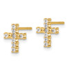 Lex & Lu 14k Yellow Gold Polished Diamond Cross Post Earrings LAL1988 - 2 - Lex & Lu