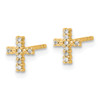 Lex & Lu 14k Yellow w/Rhodium Gold & Top Surface Rhodium-plated Diamond Cross Post Earrings - 2 - Lex & Lu