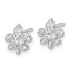 Lex & Lu 14k White Gold Diamond Fleur de Lis Post Earrings - 2 - Lex & Lu