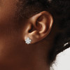 Lex & Lu 14k White Gold Diamond Fleur de Lis Post Earrings - 3 - Lex & Lu