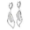 Lex & Lu 14k White Gold Diamond Hinged Hoop Leaf Design Dangle Earrings - 2 - Lex & Lu