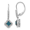 Lex & Lu 14k White Gold White & Blue Diamond Dangle Leverback Earrings - Lex & Lu