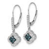 Lex & Lu 14k White Gold White & Blue Diamond Dangle Leverback Earrings - 2 - Lex & Lu