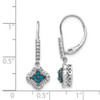Lex & Lu 14k White Gold White & Blue Diamond Dangle Leverback Earrings - 4 - Lex & Lu